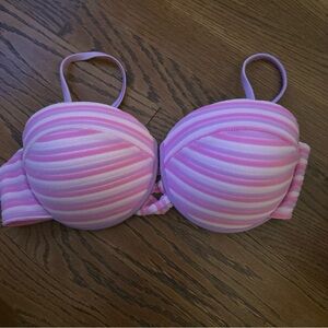 Striped Light Purple & White Padded Bra